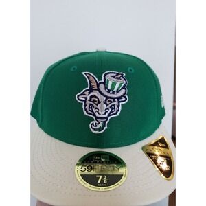 Hartford Yard Goats Hat Cap Low Profile MiLB Size 7 3/8 Fitted Green New Era